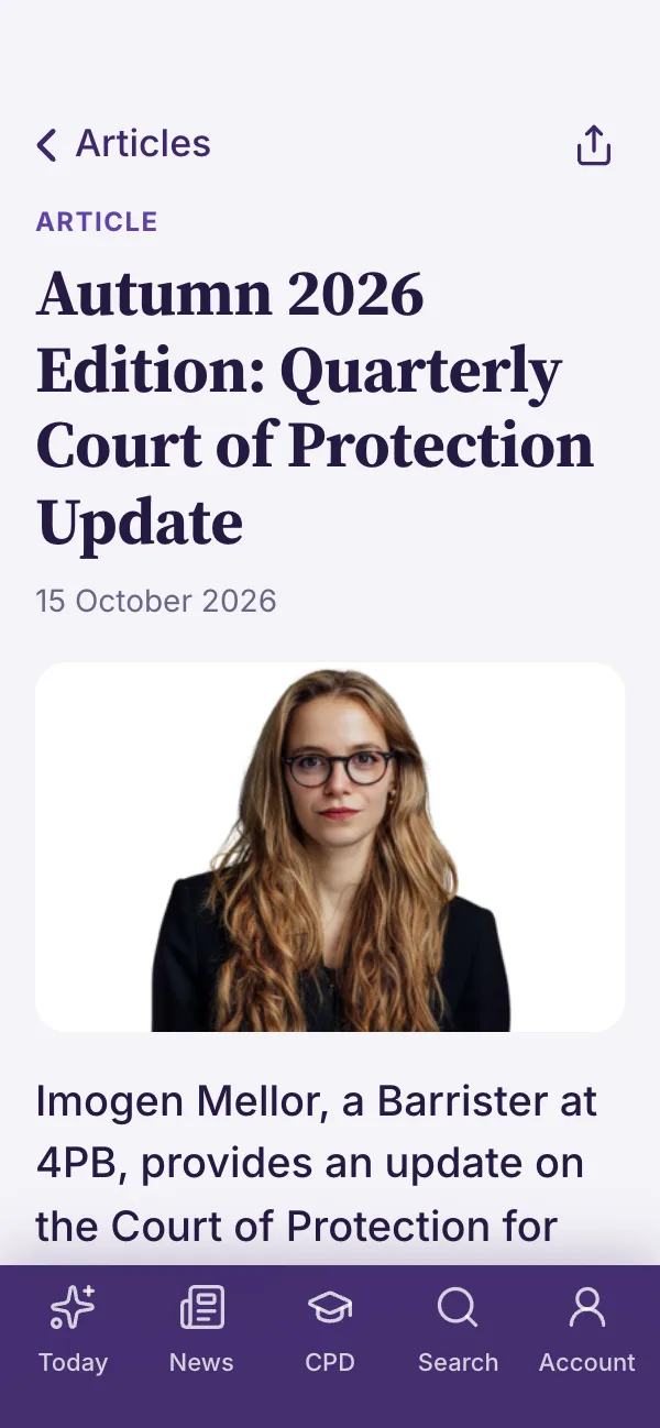 Reading an article in the app